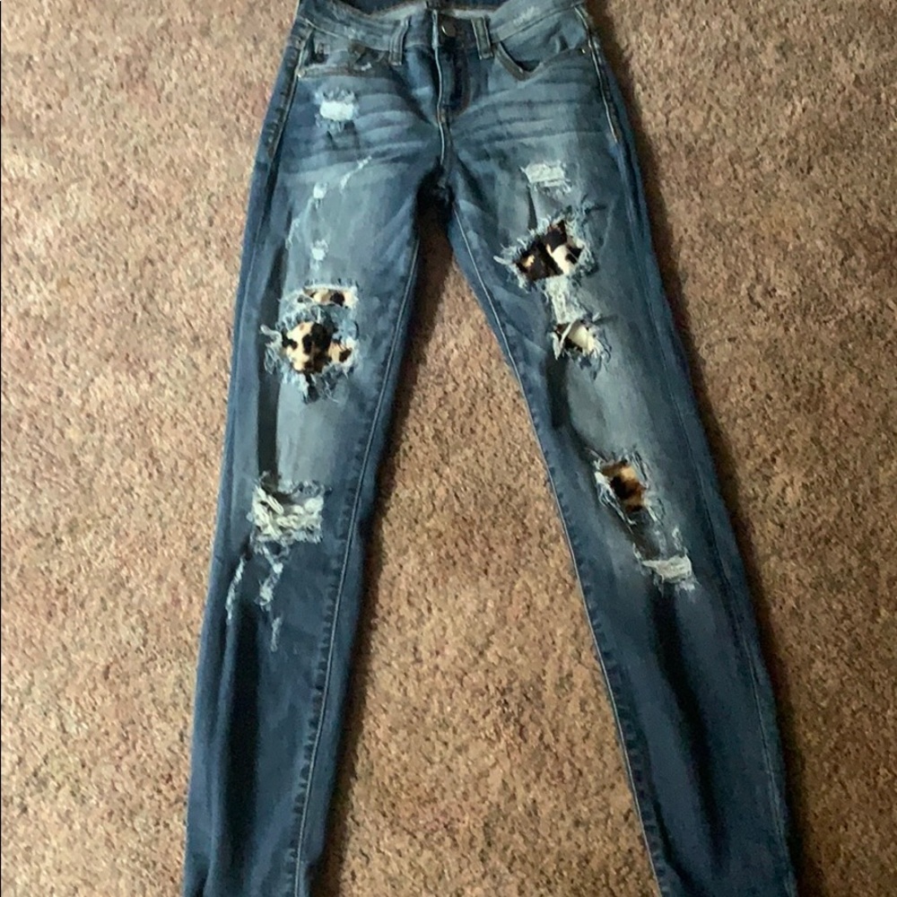Leopard print skinny jeans